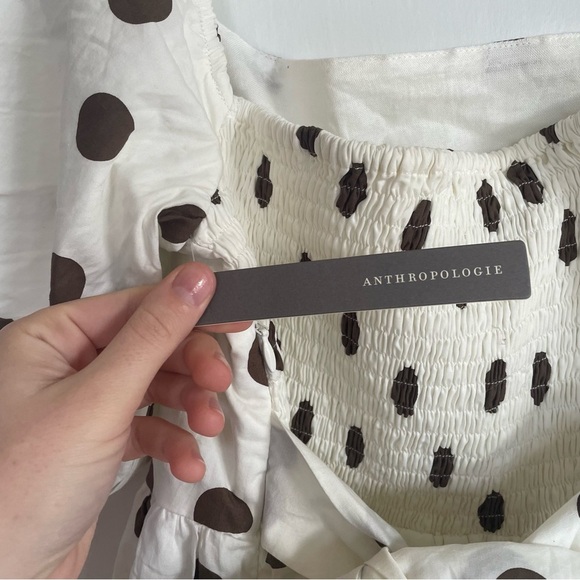 NWT Faithfull The Brand Anthropologie Eryn Mini Dress Bessie Dot Print White 12 - Picture 12 of 14
